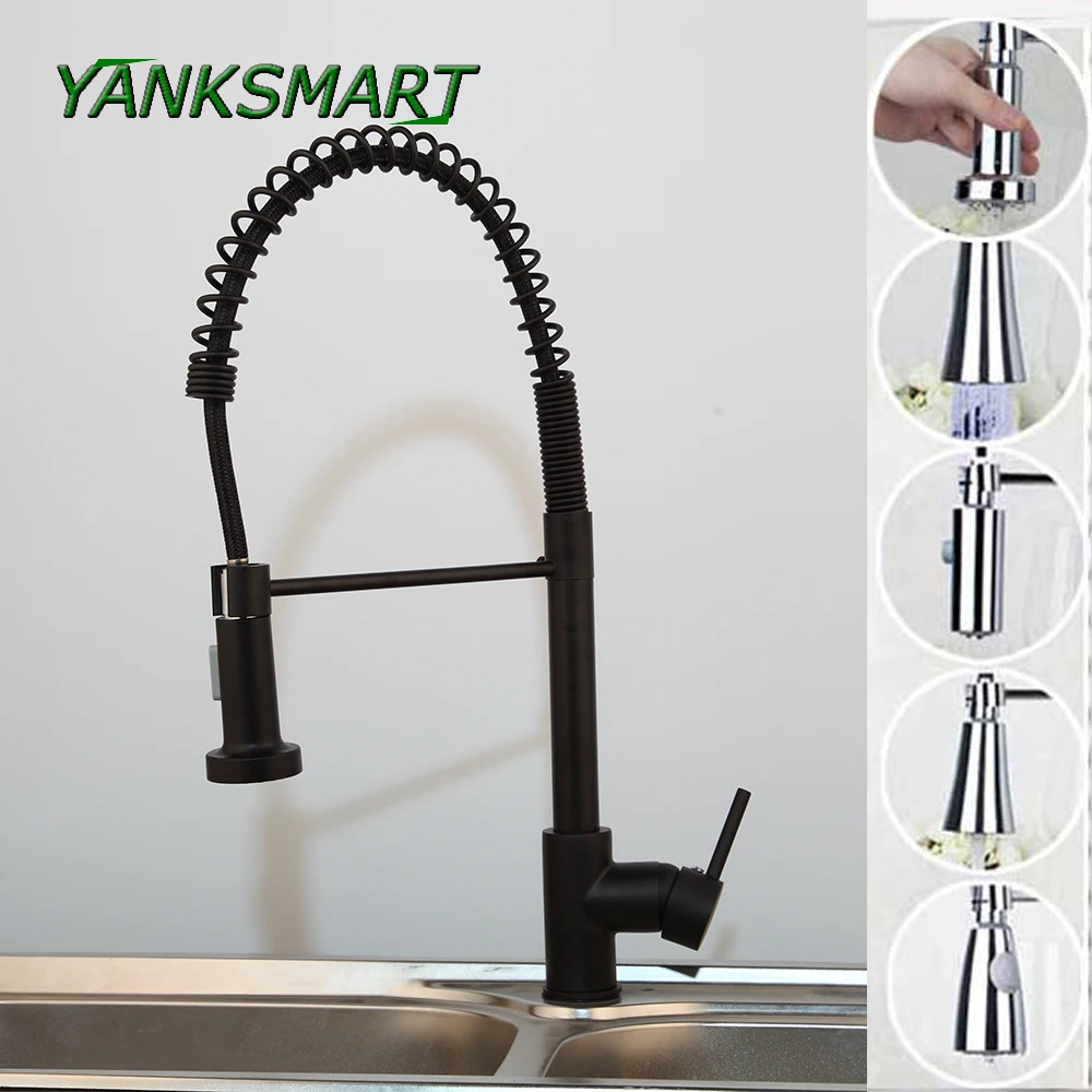 YANKSMART Blac пружинный кухонный кран выдвижной боковой распылитель смеситель с одной