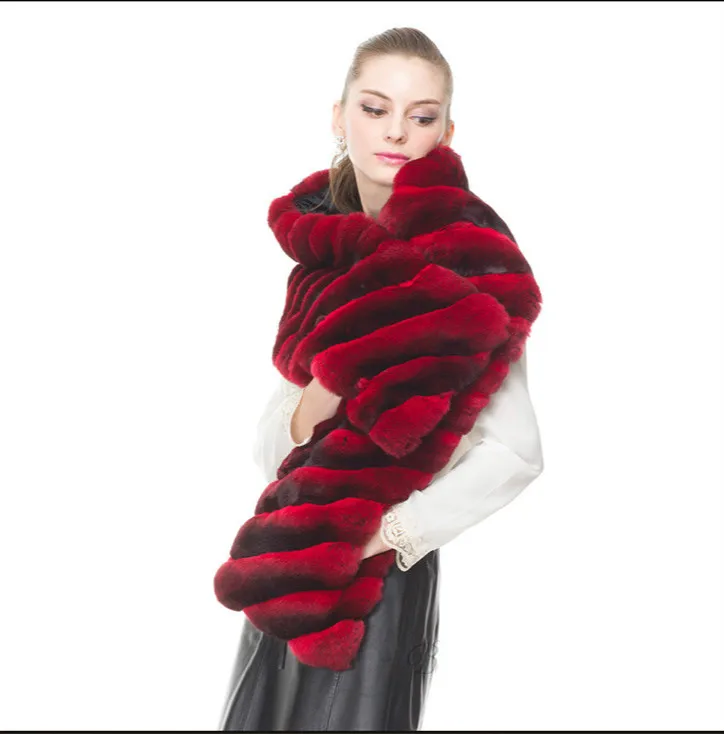 Arlenesain custom 2019 новый модный дизайн красное вино мех шиншиллы превосходное потрясающее обертывание женский шарф 23*160 см