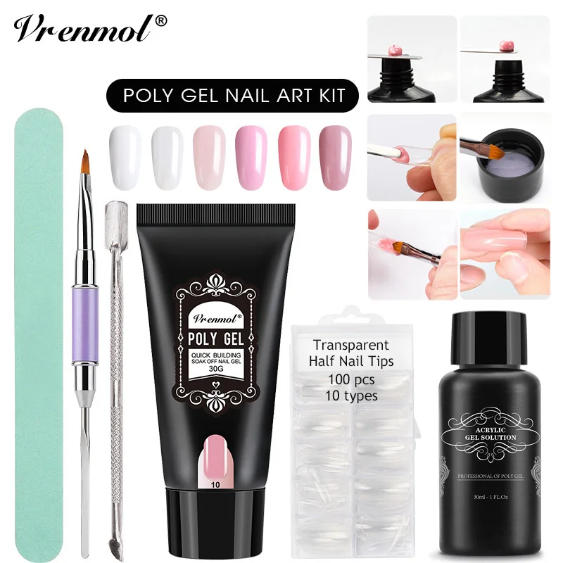 

Vrenmol 30g Poly Gel Camouflage 6 Colors Extend Builder Nail Design Acrylic French Nail Tip Crystal Gum Jelly PolyGel