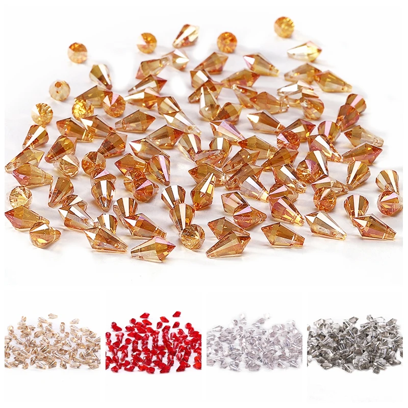 

NEW Triangle Cone Crystal Beads AB 10pcs 6*12mm Austria Crystal Triangle Cone Loose Beads for Jewelry Making Crafts Curtain C-6