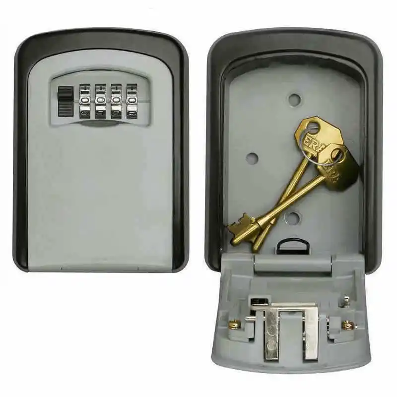 Маленький Металлический секретный сейф для хранения ключей Органайзер коробки с 4 цифрами настенный комбинированный пароль ключи крюк