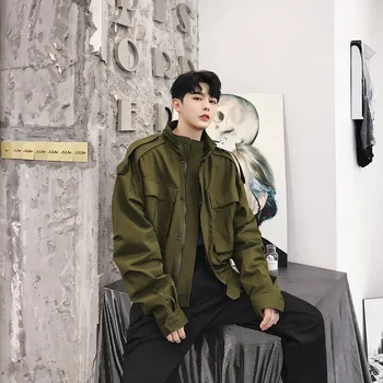 

British Retro Style Super Temperament Men's Jacket Casual Wild Youthful Handsome Mens Khaki/Army green Size M-2XL