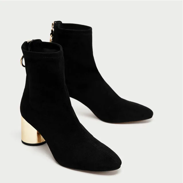 

New womens shoes plated metal layer with short boots 2018 new short tube stretch boots with boots women