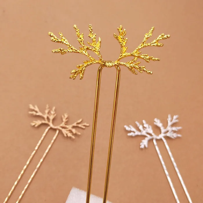 

5pcs Fashion Style Metal Alloy Branch Hair Stick Silver Gold Hairpin For Women DIY Jewelry Making