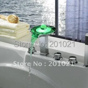 Color Changing LED bathtub faucet & Tub Faucet with Hand Shower (Chrome Finish)