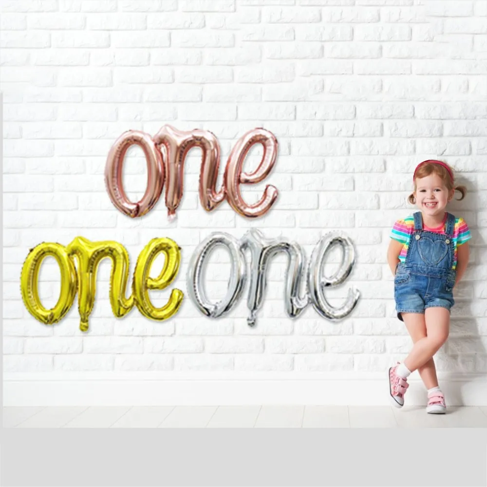 

Letter One Balloon baby One Script Letter Balloons White gold First Birthday Decoration 1S First Birthday Party Supply