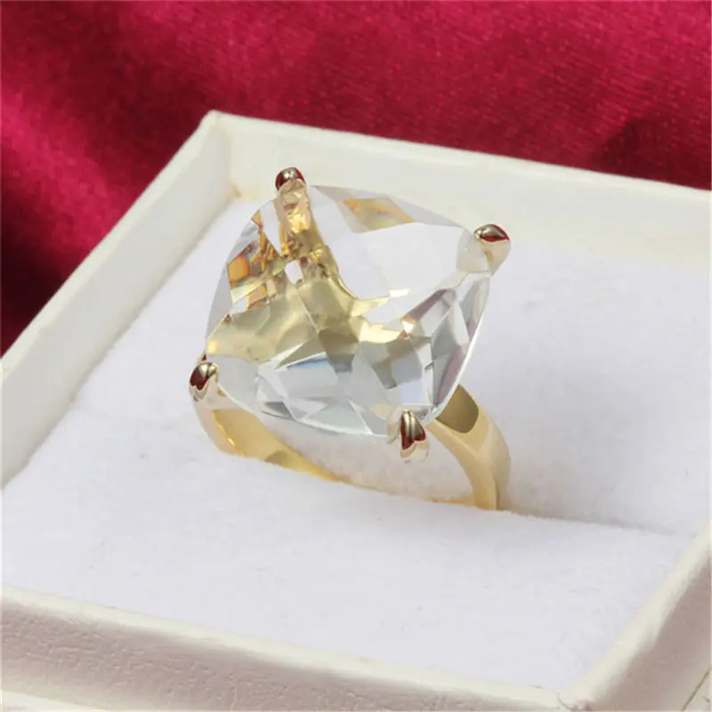 Один Циркон Кристалл Свадебные ювелирные изделия Шарм обручальное кольцо золотая пластина женские модные перстни подарок на день рождения