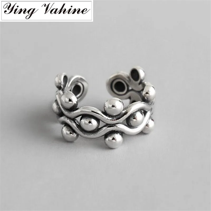 

ying Vahine Silver Jewellery 100% 925 Sterling Silver Vintage Round Beads Open Rings for Women Wholesale Price