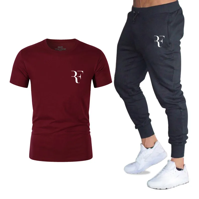 

New Men's Sets T Shirts+pants men Brand clothing Two piece suit tracksuit Fashion Casual Tshirts Gyms Workout Fitness Sets