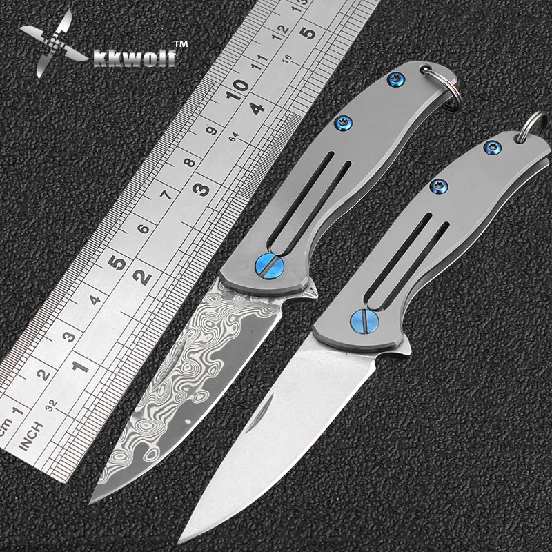 KKWOLF Damascus pocket knife Japan Damascus Steel Handmade Tactical