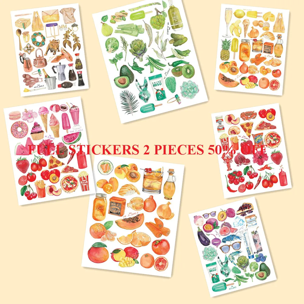 

Uncut A5 Hand-painted Colorful fruits Stickers without cutting Decoration DIY Ablum Diary Scrapbooking Gift For Children