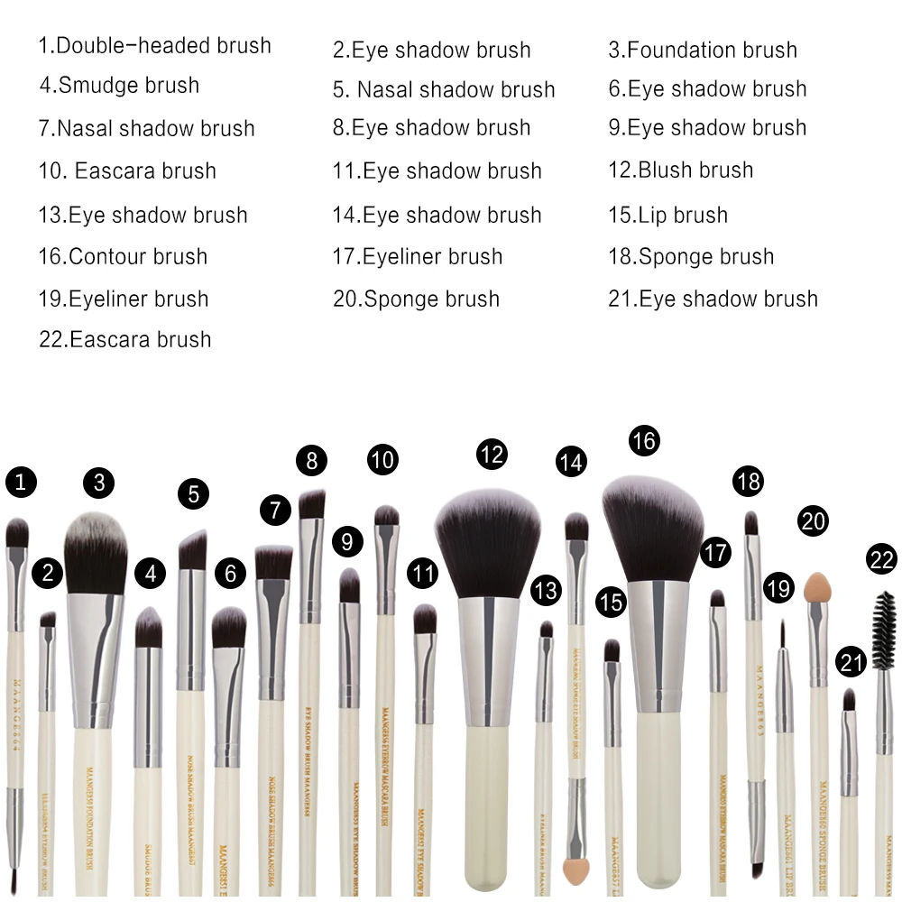 Hot Offer MAANGE 20/22Pcs Beauty Makeup Brushes Set Cosmetic Foundation