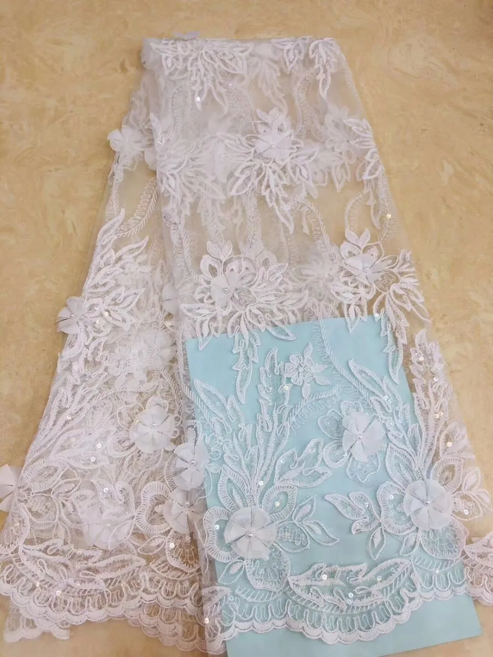 

Luxury Fabric African Bridal Lace Fabric High Quality 3d Flower Embroidery Lace Trim African French Lace Fabric