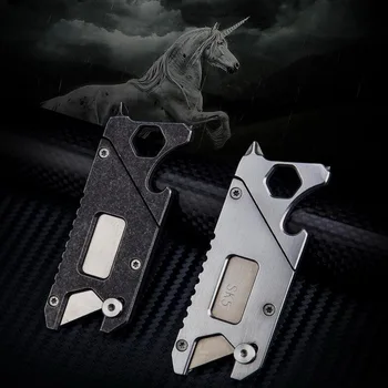 

Stainless steel Outdoor Multi-function EDC key combination tool, cutting paper knife opener, screw wrench. Pocket Tools