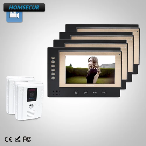 

HOMSECUR 7" Wired Hands-free Video&Audio Home Intercom+Outdoor Monitoring 2C4M : TC011-W Camera(White)+TM701R-B Monitor(Black)