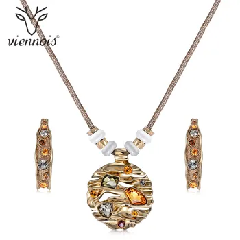 

Viennois Fashion Jewelry Set Colorful Crystals Pendant Necklace and Earrings Jewelry Sets for Women Fashion Design Jewelry Set