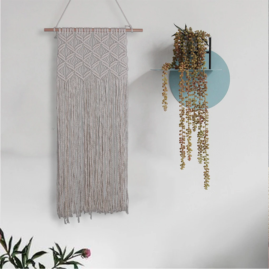 

New Knitting Cotton Rope Long Fringe Tapestry Macrame Door Curtain Gifts Background Home Bedroom Wall Decoration