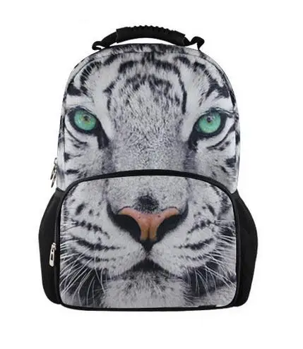 Cool 3D Animal White Tiger Head school bags for Men Unique Youth Backbag Children Teenager Boys Tourism Backpack Cool Tiger Face