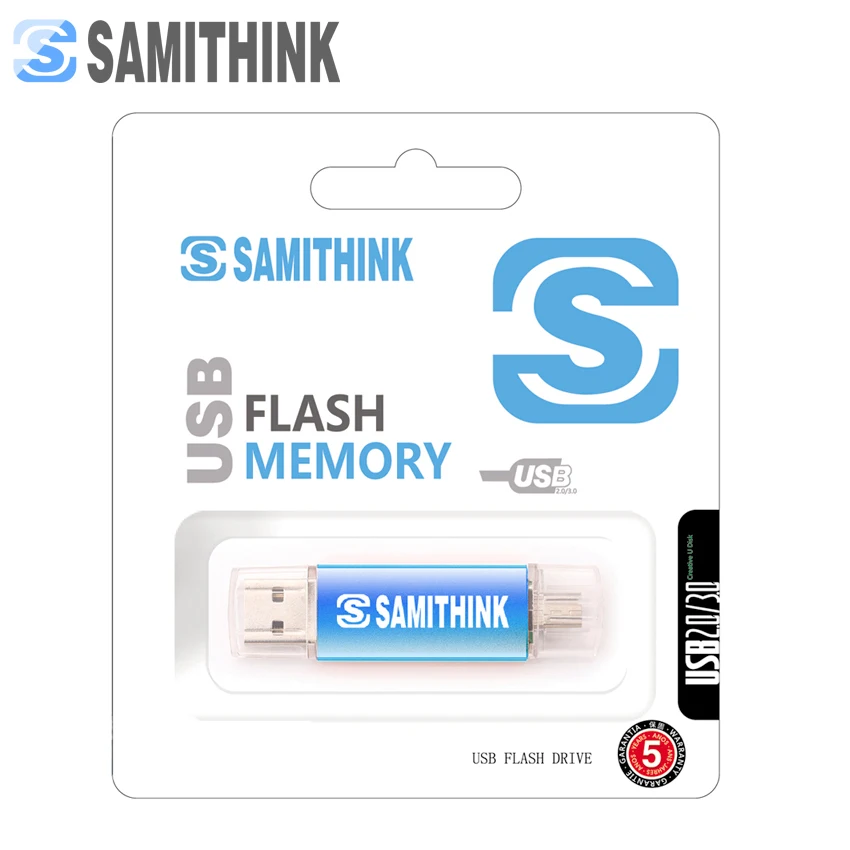 SAMITHINK OTG USB флэш-накопитель высокоскоростной USB 2,0 портативный флэш-накопитель для всех Android Мобильный USB флэш-диск 64 ГБ 32 ГБ 16 ГБ 8 ГБ 4 ГБ - Цвет: Синий