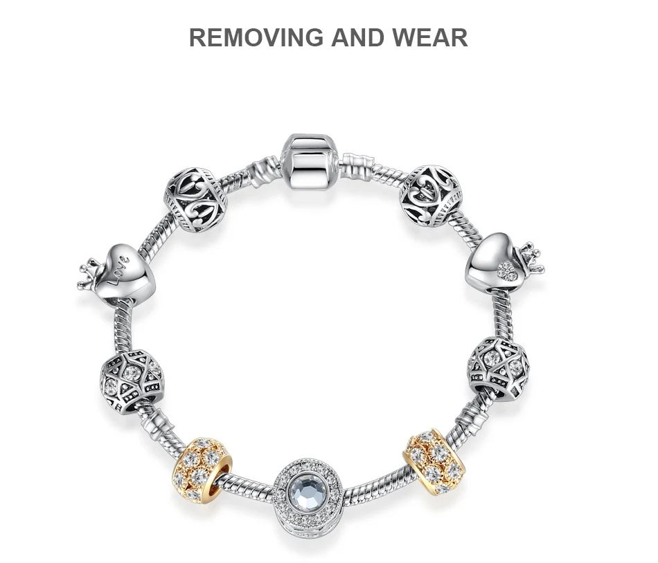 ELESHE Fashion Crystal Beads Bracelet & Bangle For Women Simple Yellow Gold Round Charm Bracelets Pulseras Mujer Jewelry Party