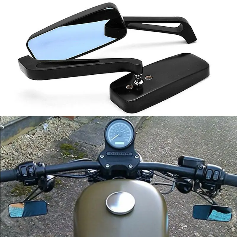 Gzriverrun черный CNC алюминиевый Мотоцикл Cruiser Чоппер зеркала заднего вида 8 мм 10 мм аксессуары для мотоциклов кафе гонщик