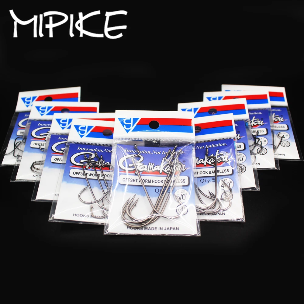 5pcs/lot Fishing Soft Worm Hooks Hi Carbon Steel Wide Super Lock Fishhooks Lure Softjerk Hooks 6#-5/0 Fishing Tackle gamakatsu