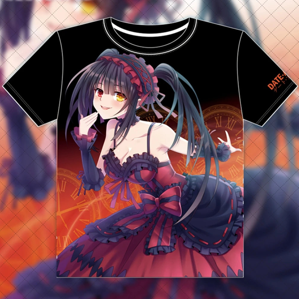 

Anime JK DATE A LIVE Cosplay Shirt Nightmare Tokisaki Kurumi T-Shirt Tops Tee Women Men Casual tshirt t shirt Black White