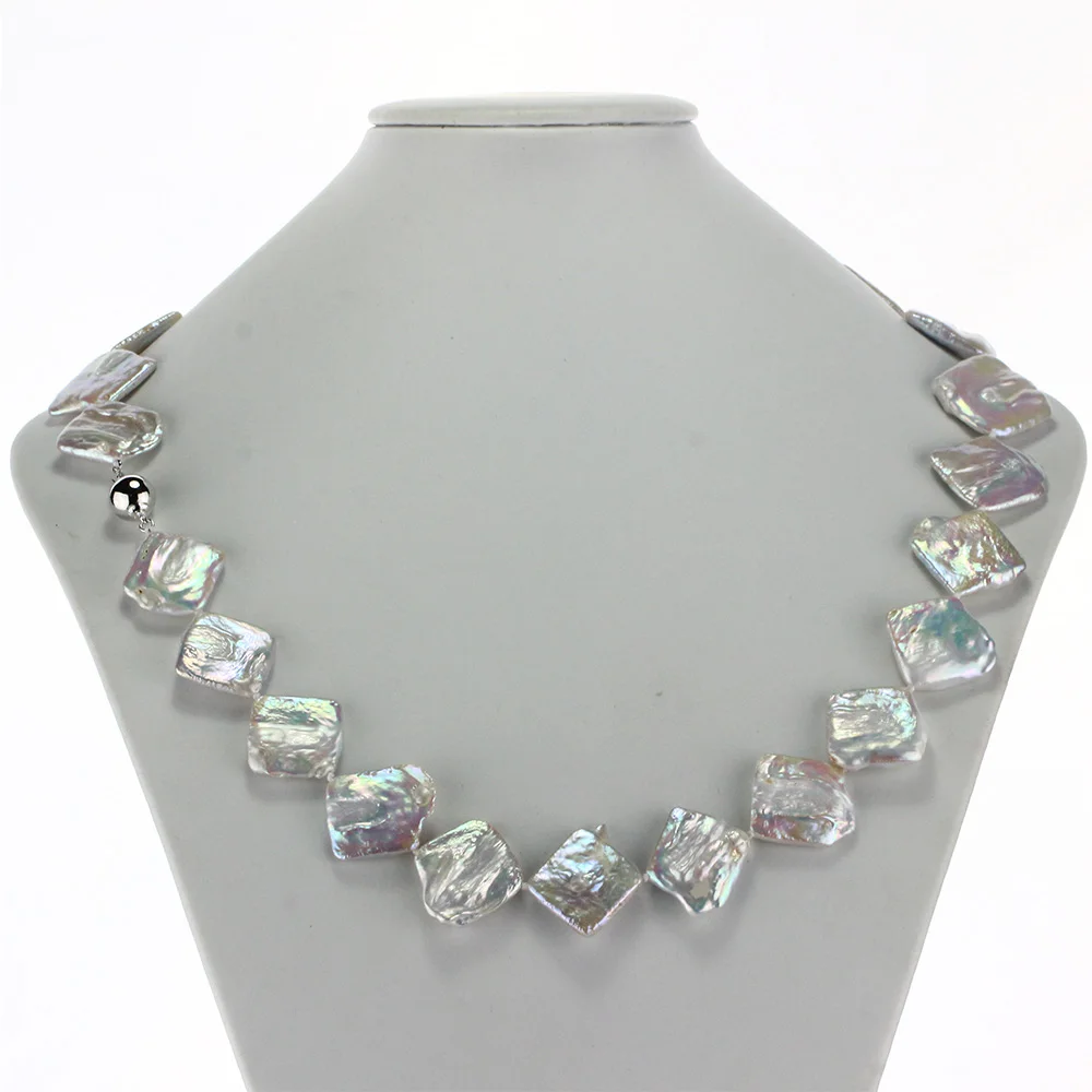 

SNH 20-30mm square pearl necklace 24'' potato pearl natural freshwater long black pearl necklace jewelry for women free shipping