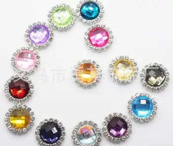

Pearl buttons wholesale 100pcs 21MM 19color metal rhinestone button acrylic stone center wedding hair bow garment DIY accessory