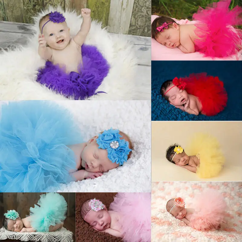 0-24M Newborn Baby Girl Tutu Skirt Headband Photo Photography Props 2PCs Outfits Clothing |
