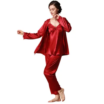 

Noble Sleepwear Sexy Lace Women Pyjamas Silk Pajamas for Women Pijama Elegant Spring Sleepwear Female High Quality Satin Pajama