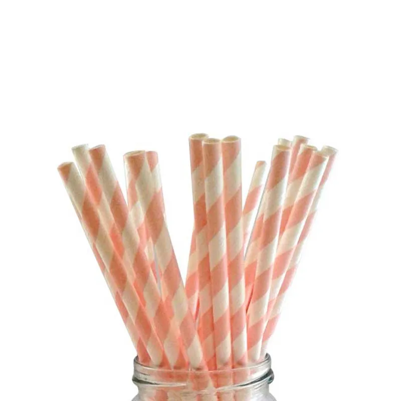 25 шт винтажная полосатая соломинка для питья, жесткая пластиковая соломинка, металлическое золото и розовые Полосатые Бумажные соломинки@ LS