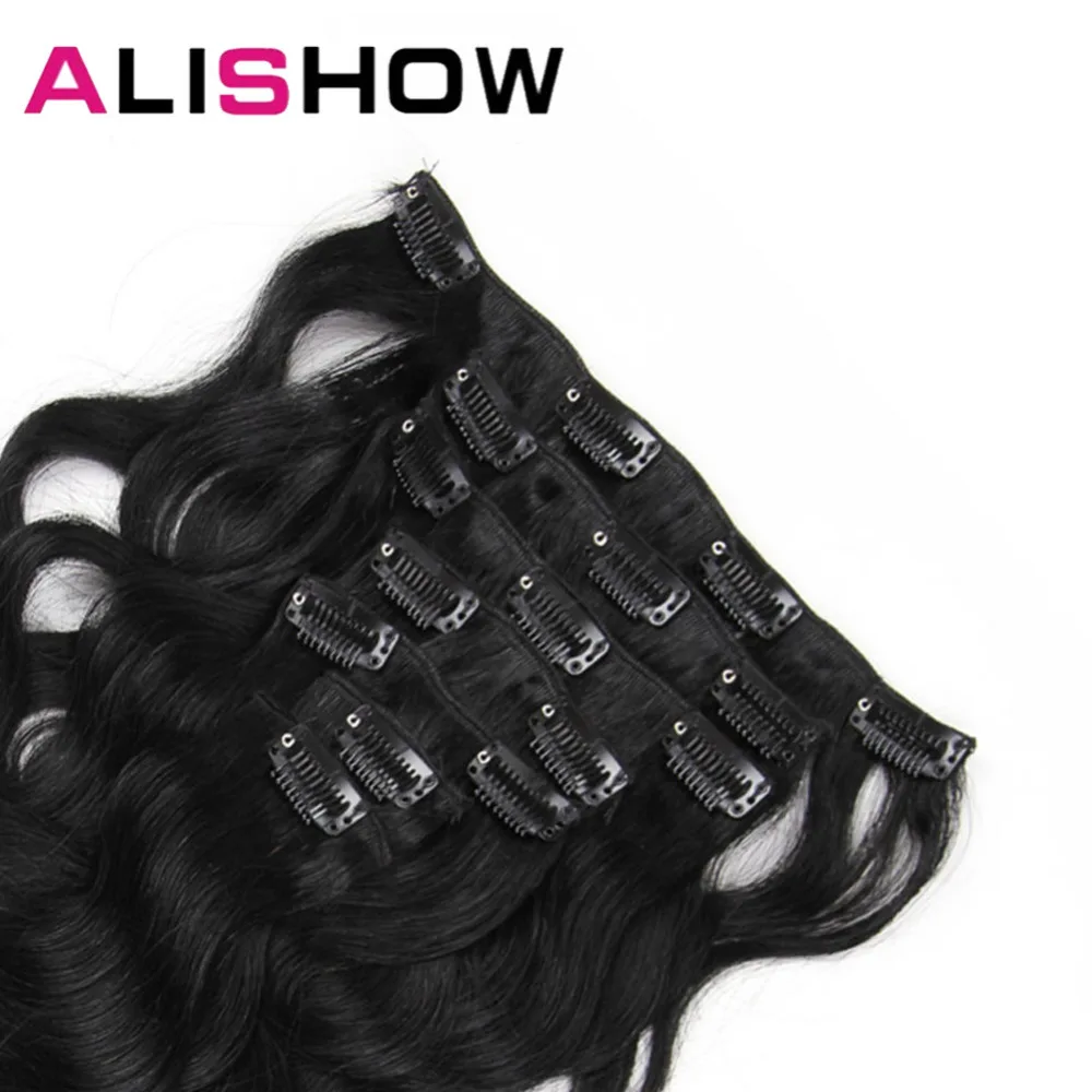  Alishow Body Wave 100g Clip in Human Hair Extensions Machine Made Remy Hair 100% Human Hair Extensi