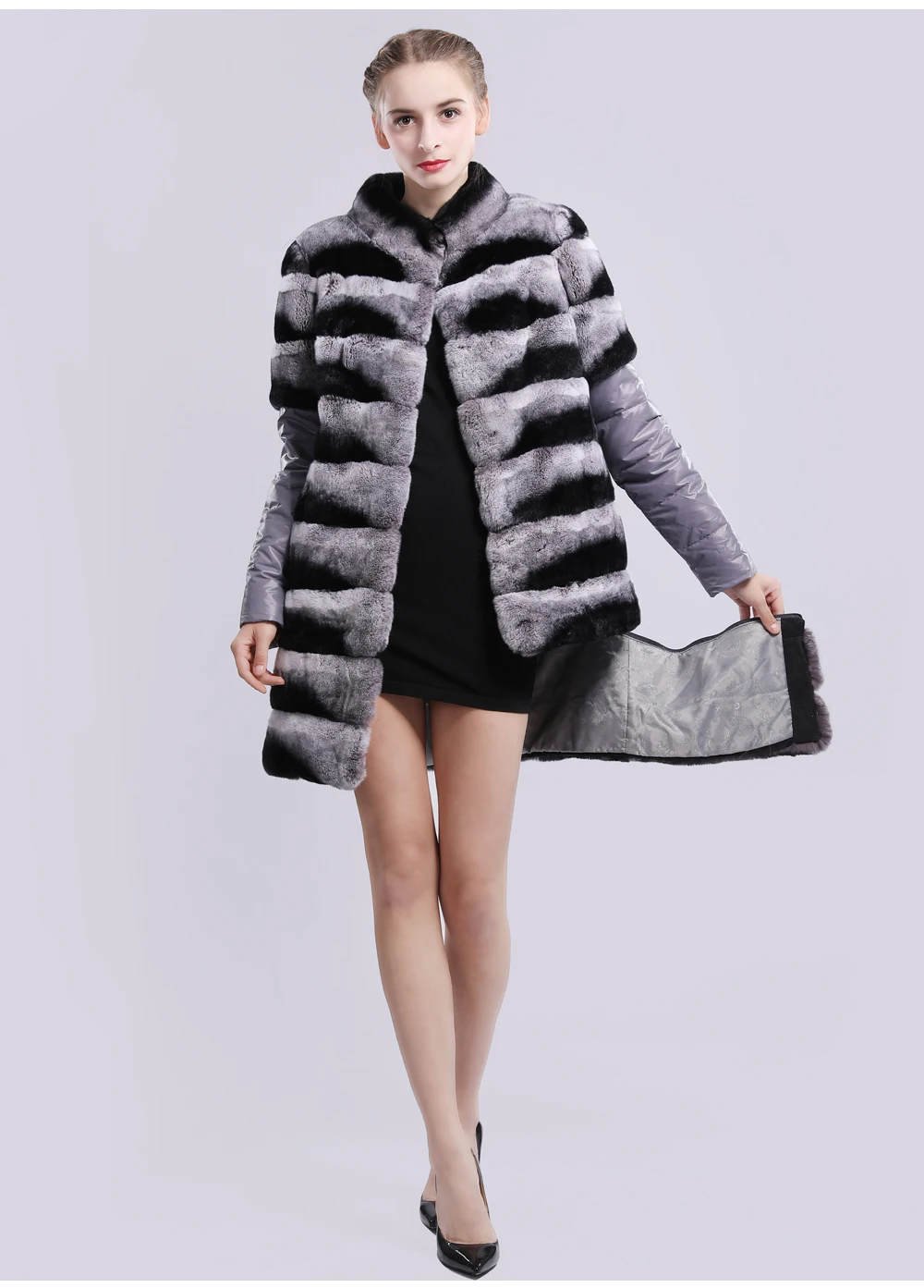 2019 зимняя длинная стильная куртка из натурального меха Рекс, женское плотное пальто из меха кролика Рекс, Высококачественное натуральное