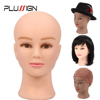 

Plussign Bald Mannequin Head For Wigs Making Hats Jewelry Display Makeup Practice With Table Clamp 19 and 21 Inch Small Head