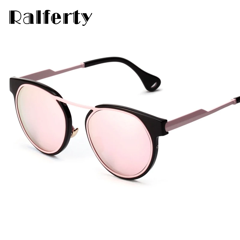 

Ralferty Trendy Brand Sunglasses Women Cat Eye Rose Gold Mirror Coating Sun Glasses UV400 Pink Eyewear Accessories Oculos H607