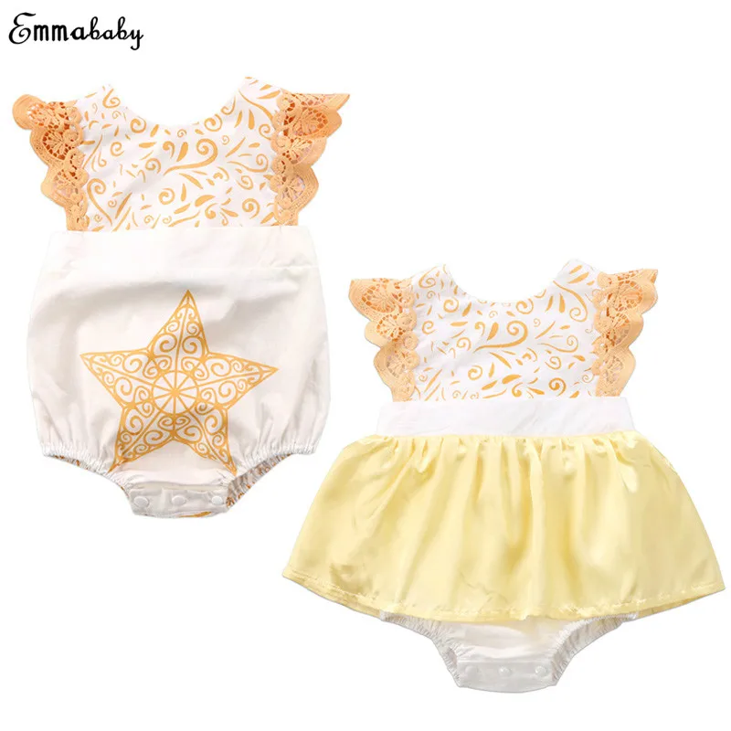 Xmas Cute Newborn Baby Girl Lace Romper Sleeveless Printed Backless