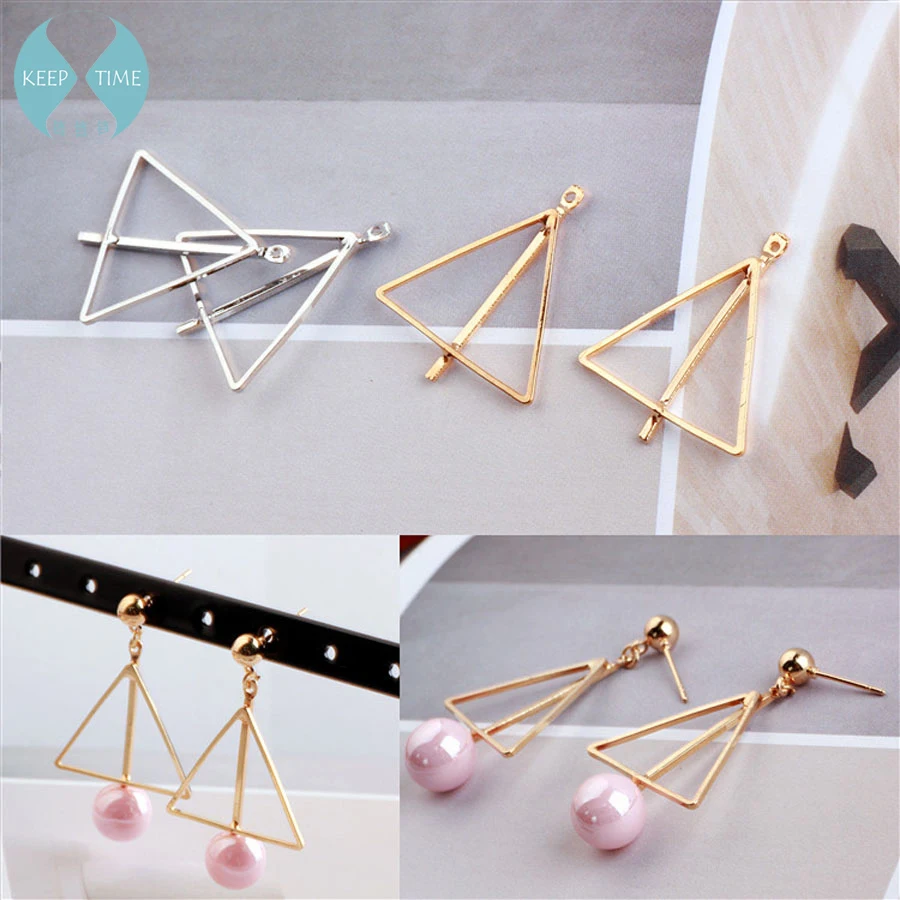 

DIY hand-made copper jewelry findings temperament stud earrings materials Fashion simple triangle earrings accessories