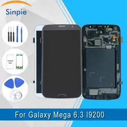 Для samsung Galaxy Mega 6,3 I9200 дисплей сенсорный экран планшета Ассамблеи с яркость отрегулировать ЖК дисплей для оправа закаленное стекло