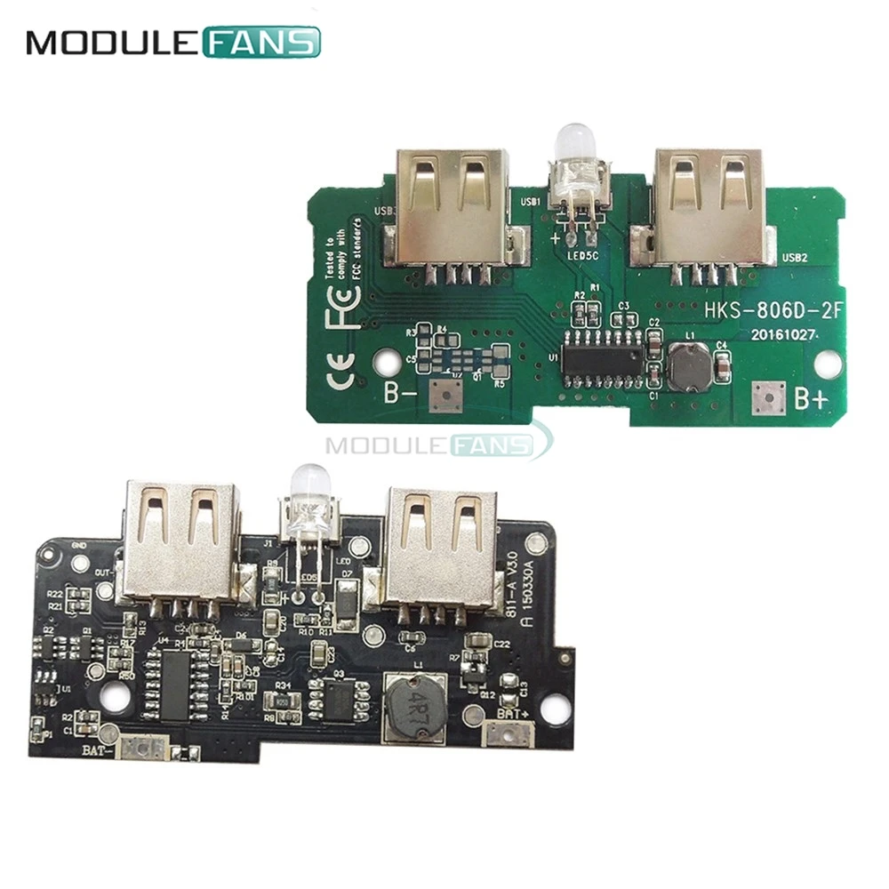 

5V 1A 2A Power Bank Charger Module Step Up Boost Power Supply Charging PCB Circuit Board DIY Dual USB Output LED Powerbank