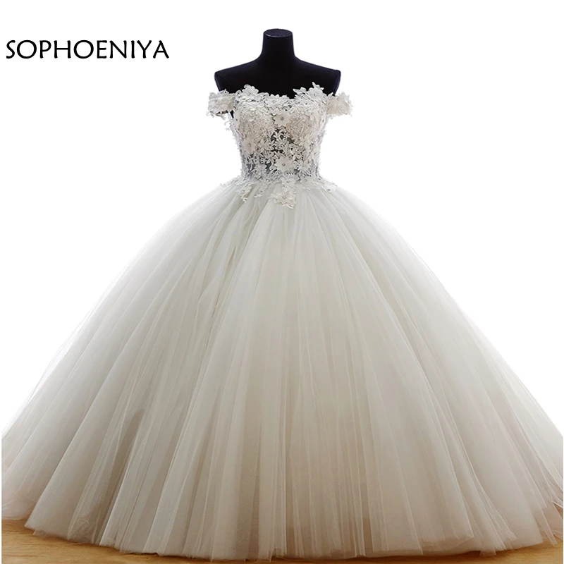 

Vestidos De Novia Custom made Off the shoulder Ball gown wedding dresses 2019 Lace Appliques Beaded Plus size Wedding gowns