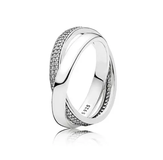 

Authentic 925 Sterling Silver Pan Ring Signature Promise With Crystal Rings For Women Wedding Party Gift Fine Jewelry