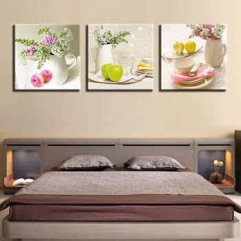 

Canvas Paintings For Kitchen Fashion Popular 3 Panel Fruit Wall Modern Flowers Modular Art Decorative Pictures For Living Room