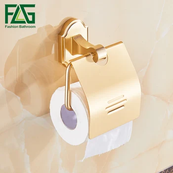 

FLG Toilet Paper Roll Holder Space Aluminum Rack Toilet Paper Holder Gold Finish Paper Holder Wall Mounted Bathroom Accessories