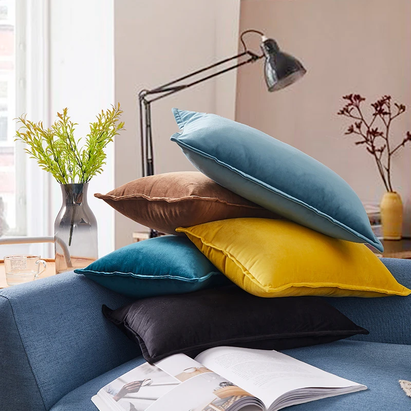 solid color rectangle waist pillow cover sofa throw pillow case cushion