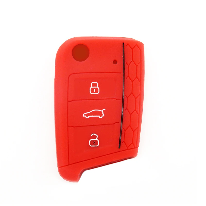 Чехол для ключей автомобиля, силиконовый чехол для VW Golf 7 MK7 VII Tiguan Polo Skoda Octavia A7 Kodiaq Seat Ateca Leon - Название цвета: Red