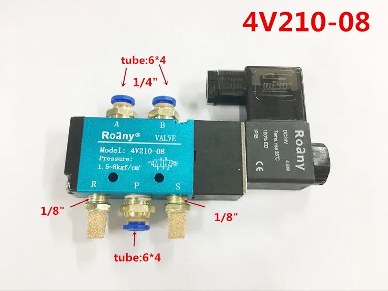 

4V210-08 один катушки DC 24 В/ac220v/DC12V 2 Позиция 5 Порты и разъёмы/пути пневматическая Управление электромагнитный клапан