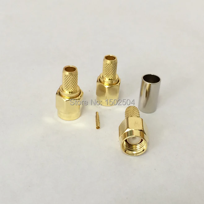 

1pc SMA male plug RF Coax Connector Crimp for RG58 RG142 RG400 LMR195 Cable SMA Connector Straight  Goldplated  NEW wholesale