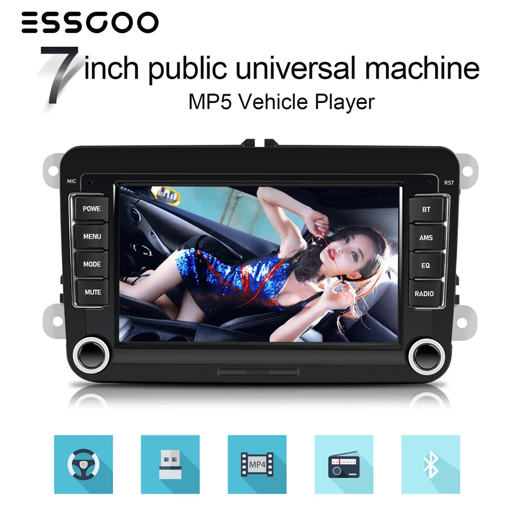 

Essgoo Car MP5 Player 2 din Car Radio 7inch 800*480 Quard Core Wince for Volkswangen Fast charging FM HD Video