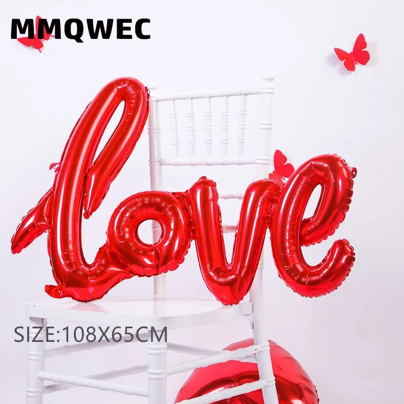 

MMQWEC 1pc Red love balloons love foil letter balloon I love you heart baloon valentine's day marriage wedding party decoration